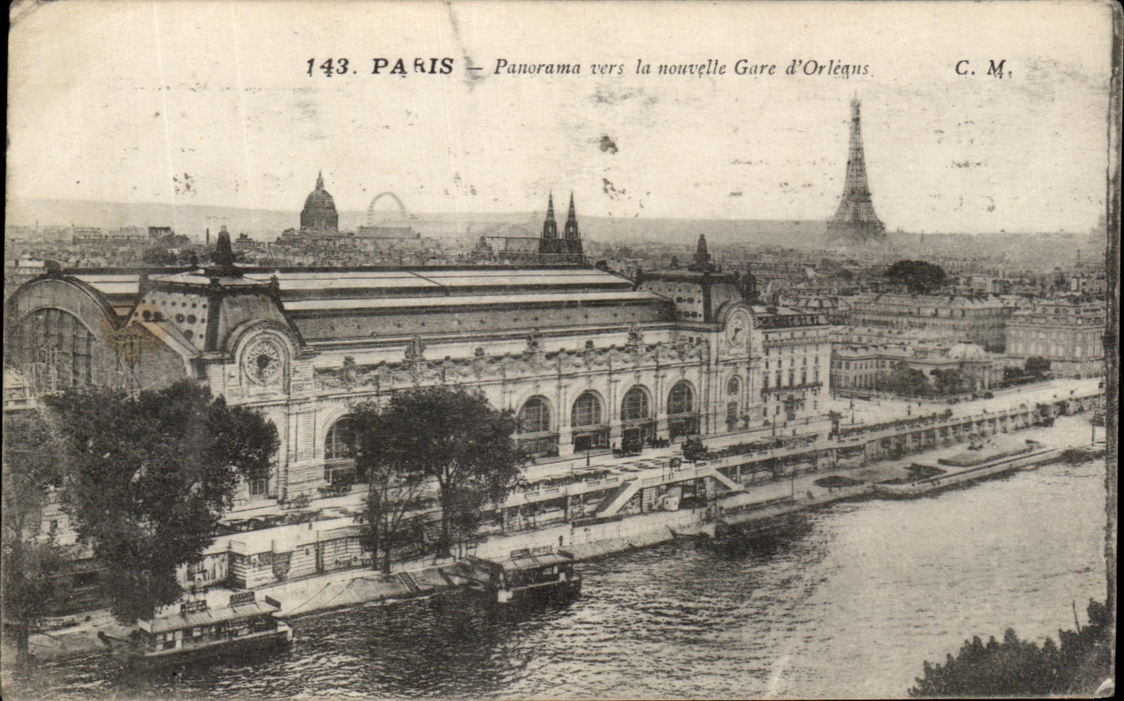 CPA Paris Panorama towards the new Station of Orleans Eiffel Tower
