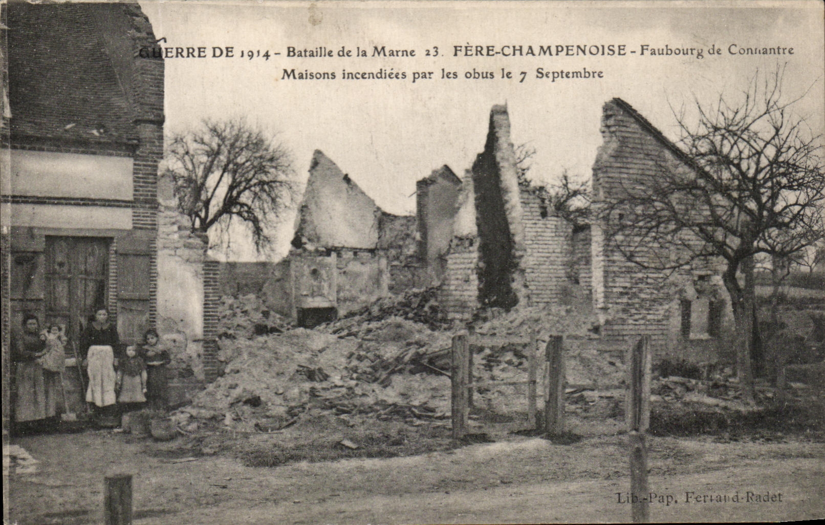 CPA Battles of the Marne Fere Champenoise Suburb of Connantre Maisons set fire to by the Militaria Shells