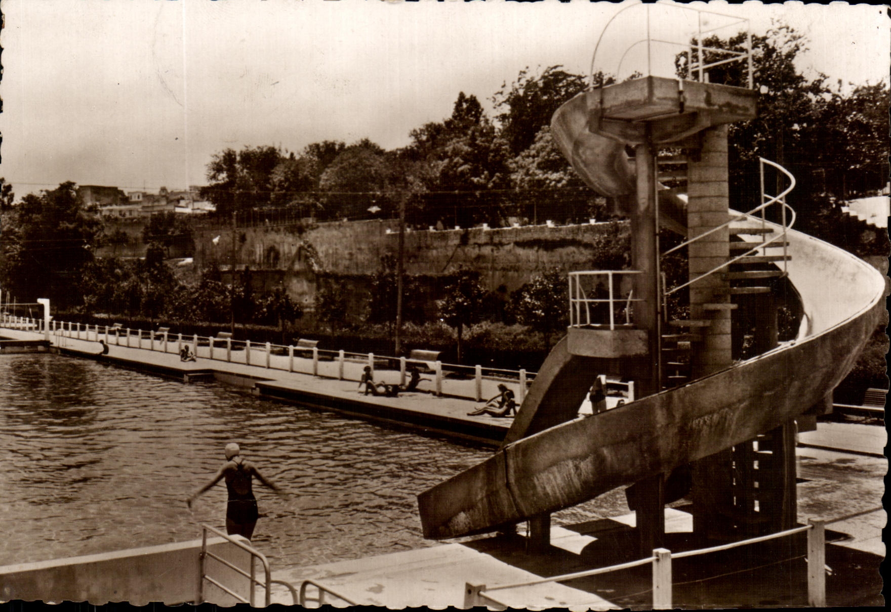 CPSM Meknes La Piscine Le Toboggan Maroc