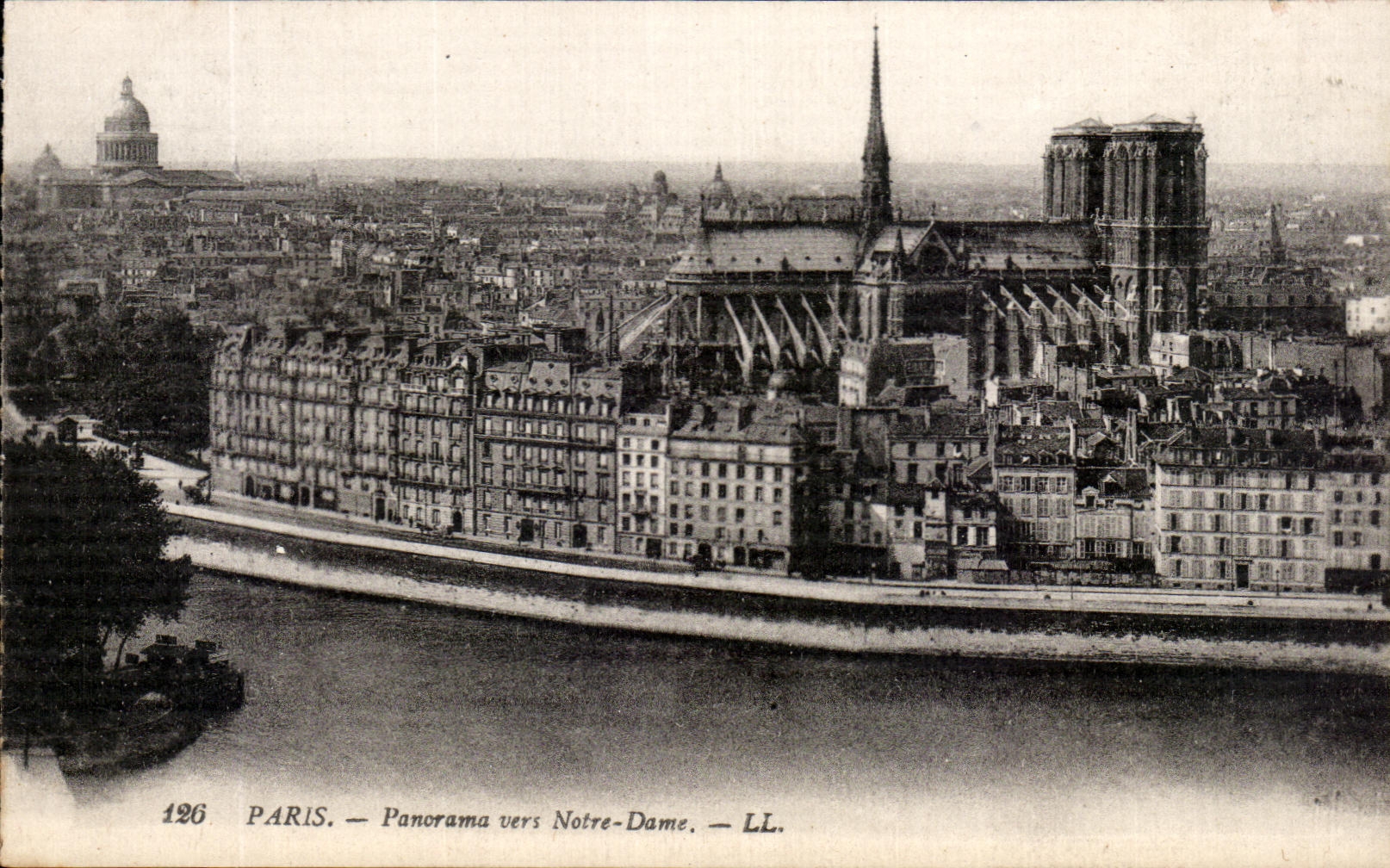 Panorama de CPA Paris hacia Notre Dame