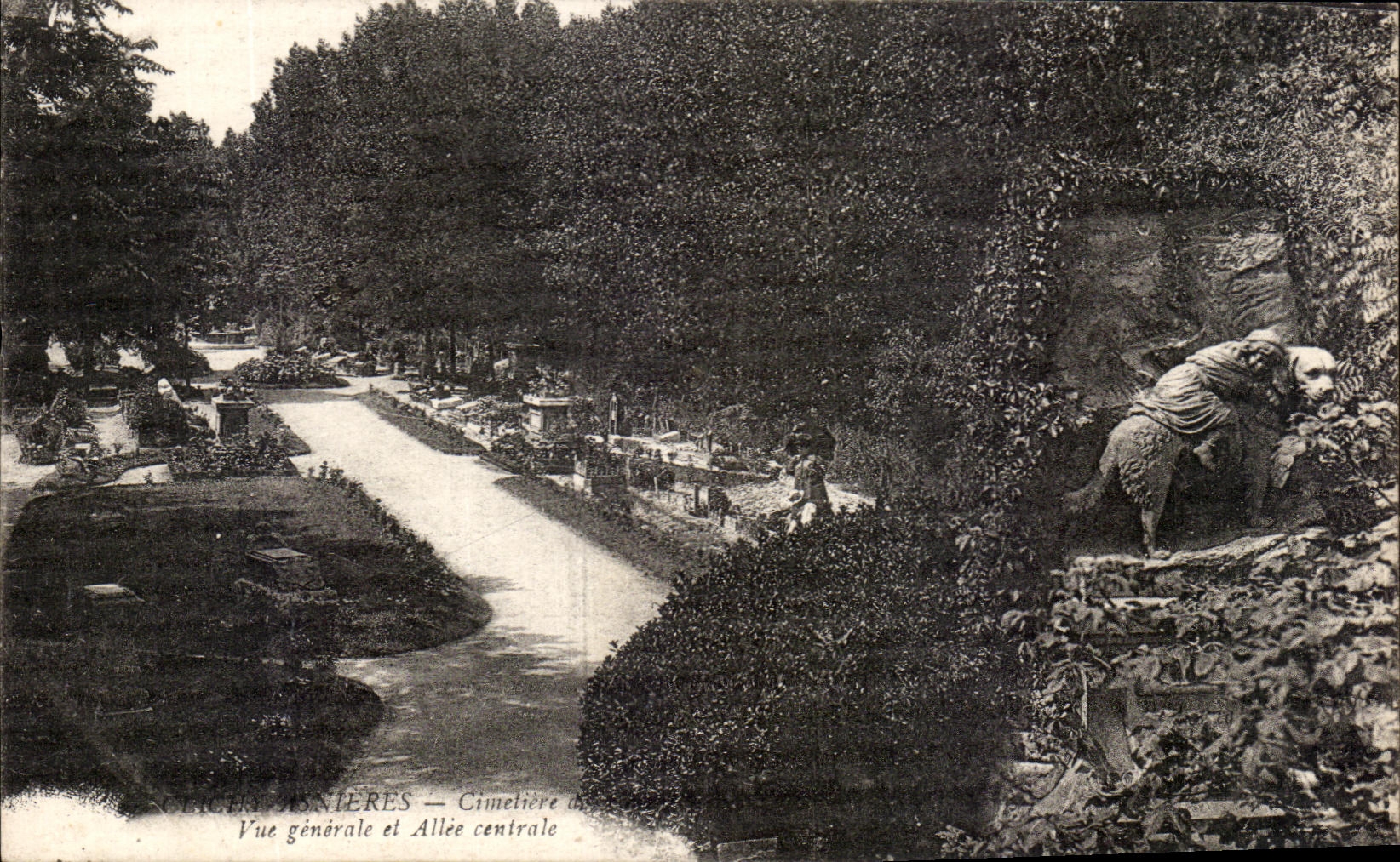 CPA Clichy Asnieres Cemetery View And Allee Central Dogs