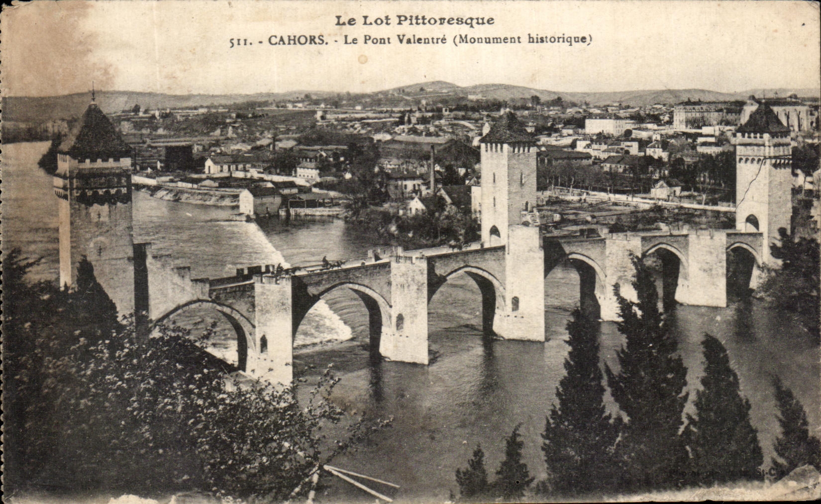 CPA la hornada pintoresca Cahors el puente de Valentre