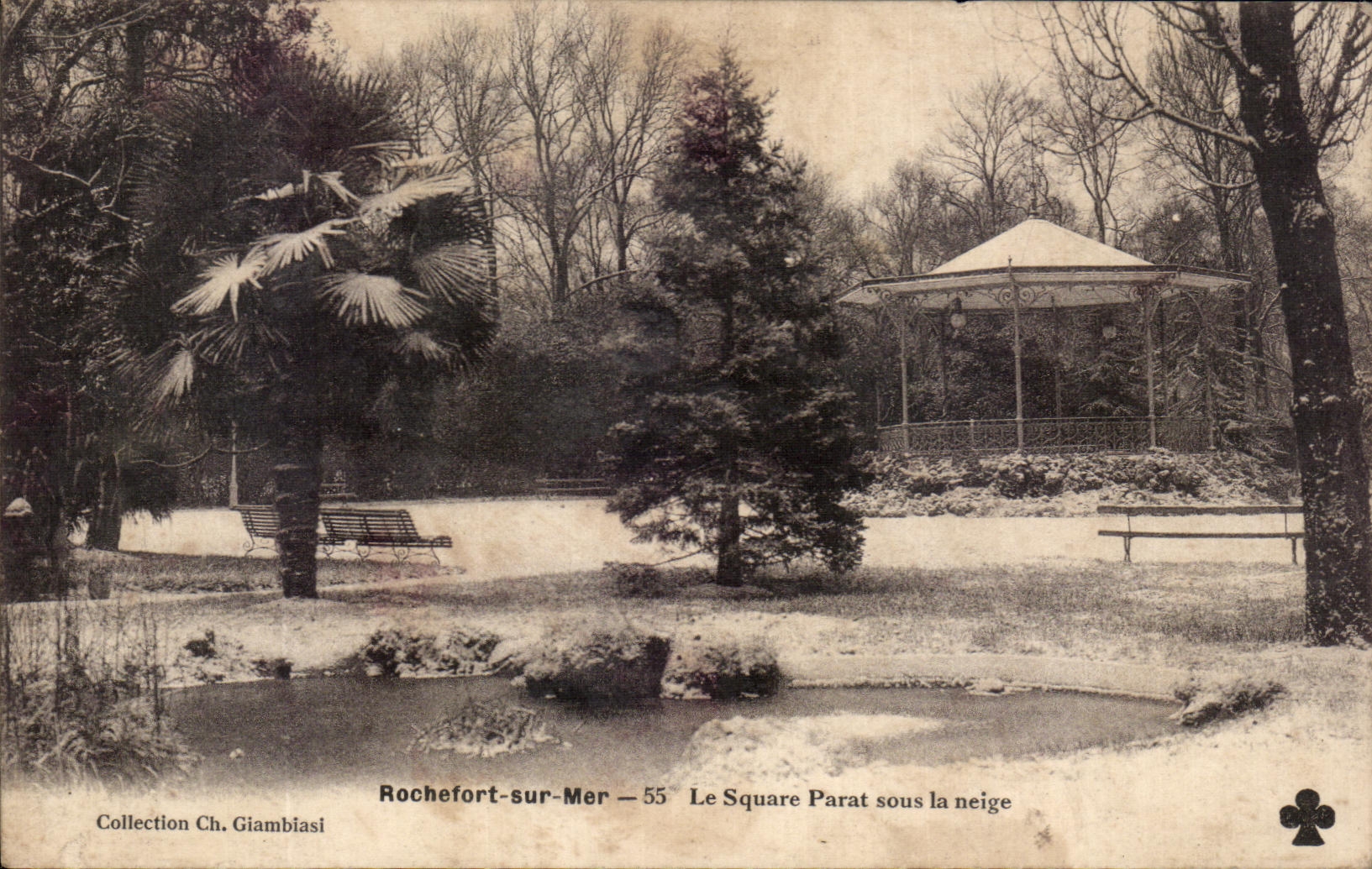 CPA Rochefort en el mar el jardin publico de Parat debajo de la nieve