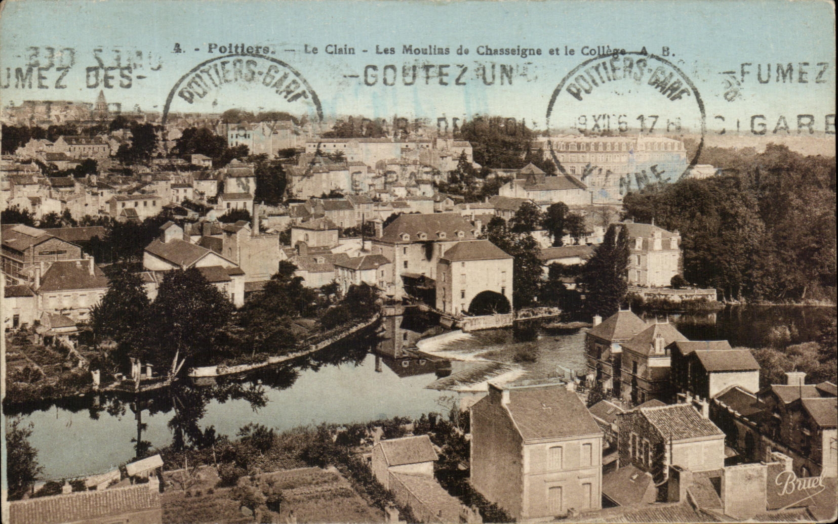 CPA Poitiers La Clain Les Moulins de Chasseigne et la College