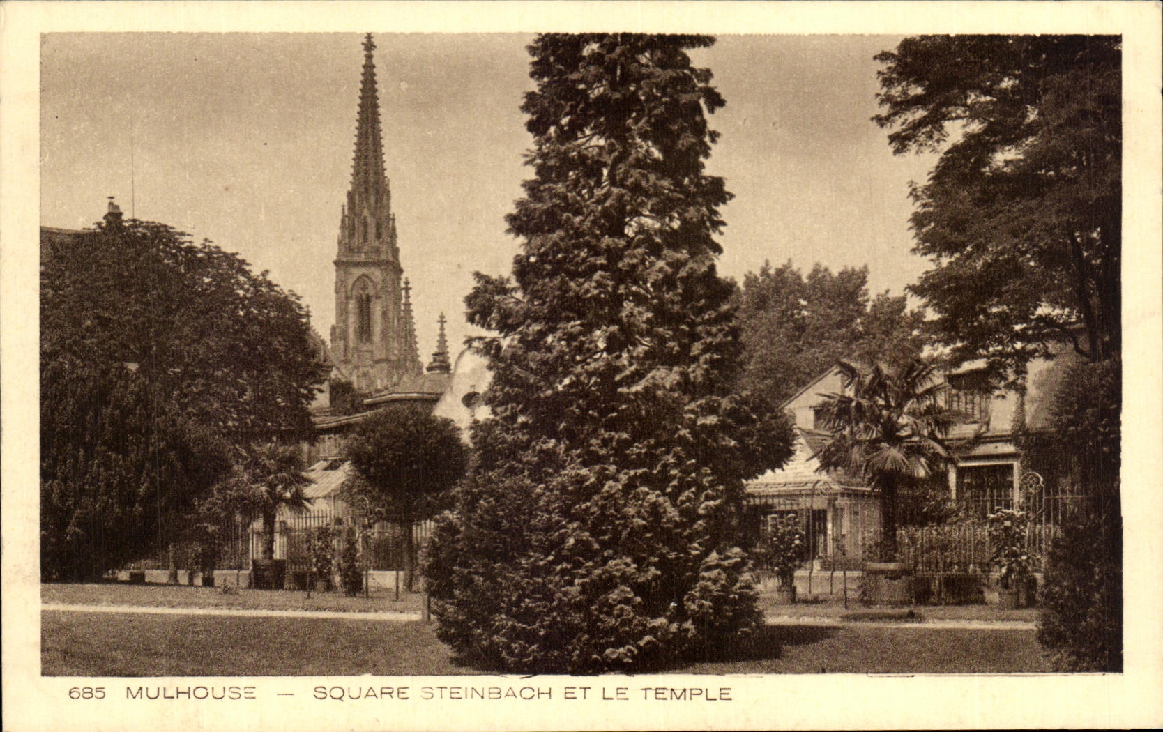 Jardin publico Steinbach And de CPA Mulhouse el templo