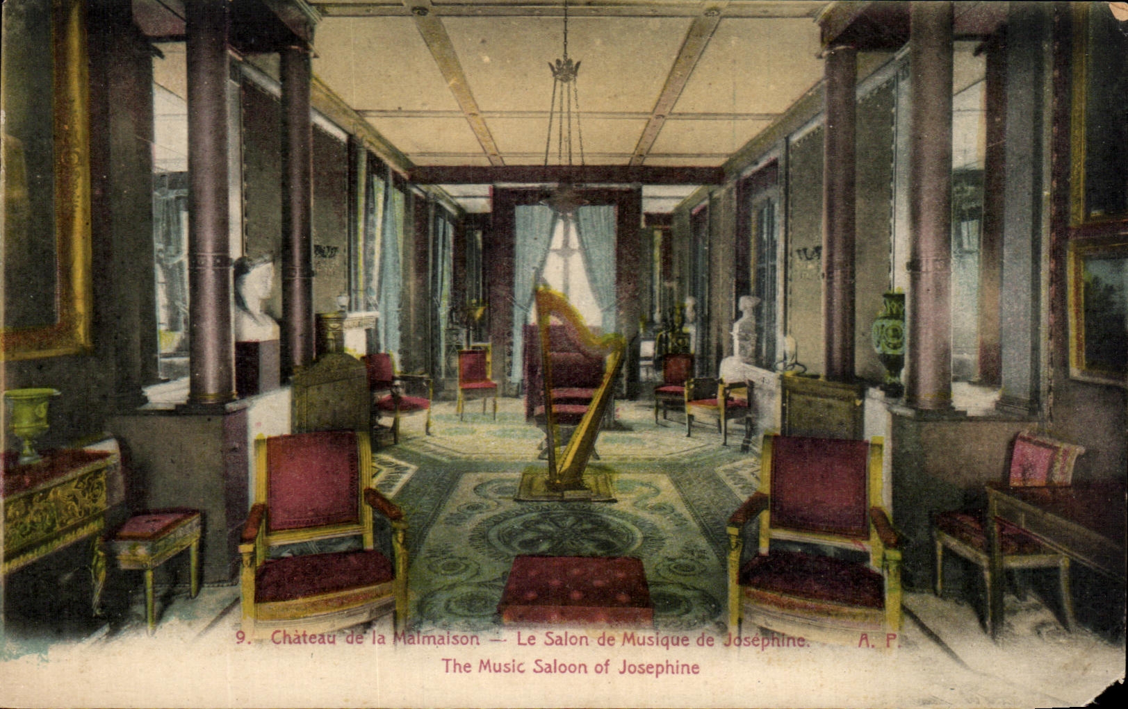 CPA Rueil Castle of Malmaison the Living room of Music of Josephine The Music Saloon off Josephine Grips