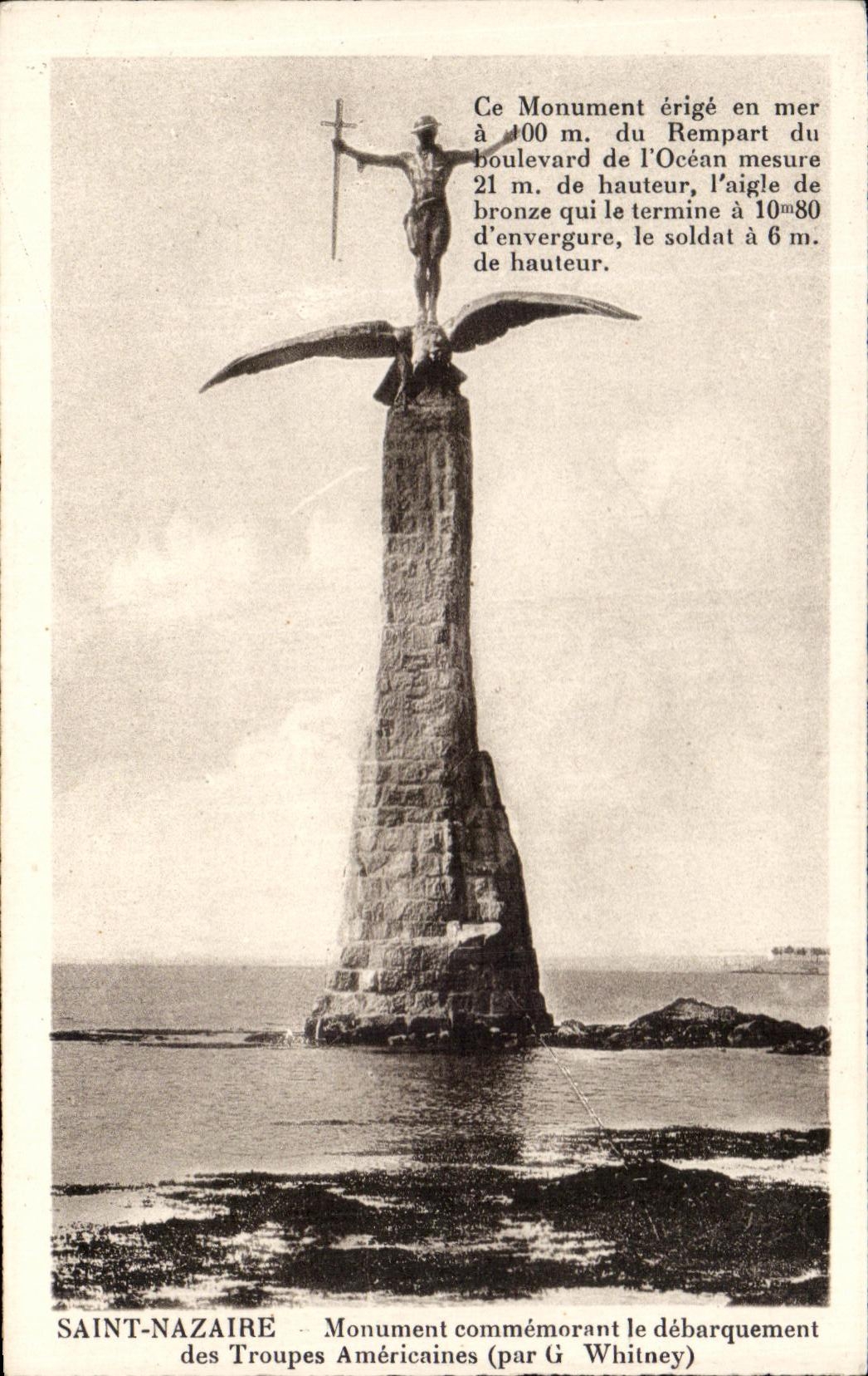 CPA Saint Nazaire Commenorant Monument the unloading of the American Troops Militaria