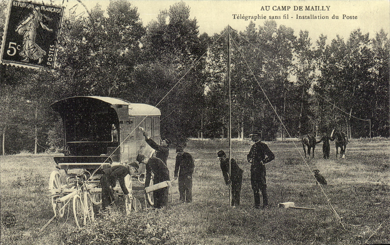 REPRO con la instalacion de la telegrafia sin hilos de Camp De Mailly de la estacion de Militaria