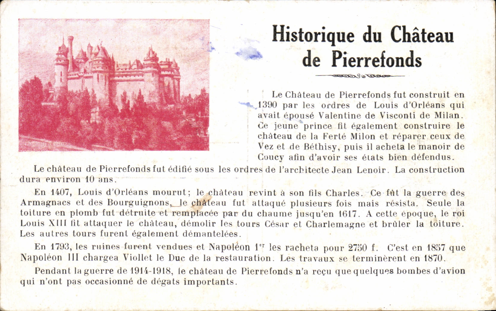 CPA Historique du Chateau de Pierrefonds