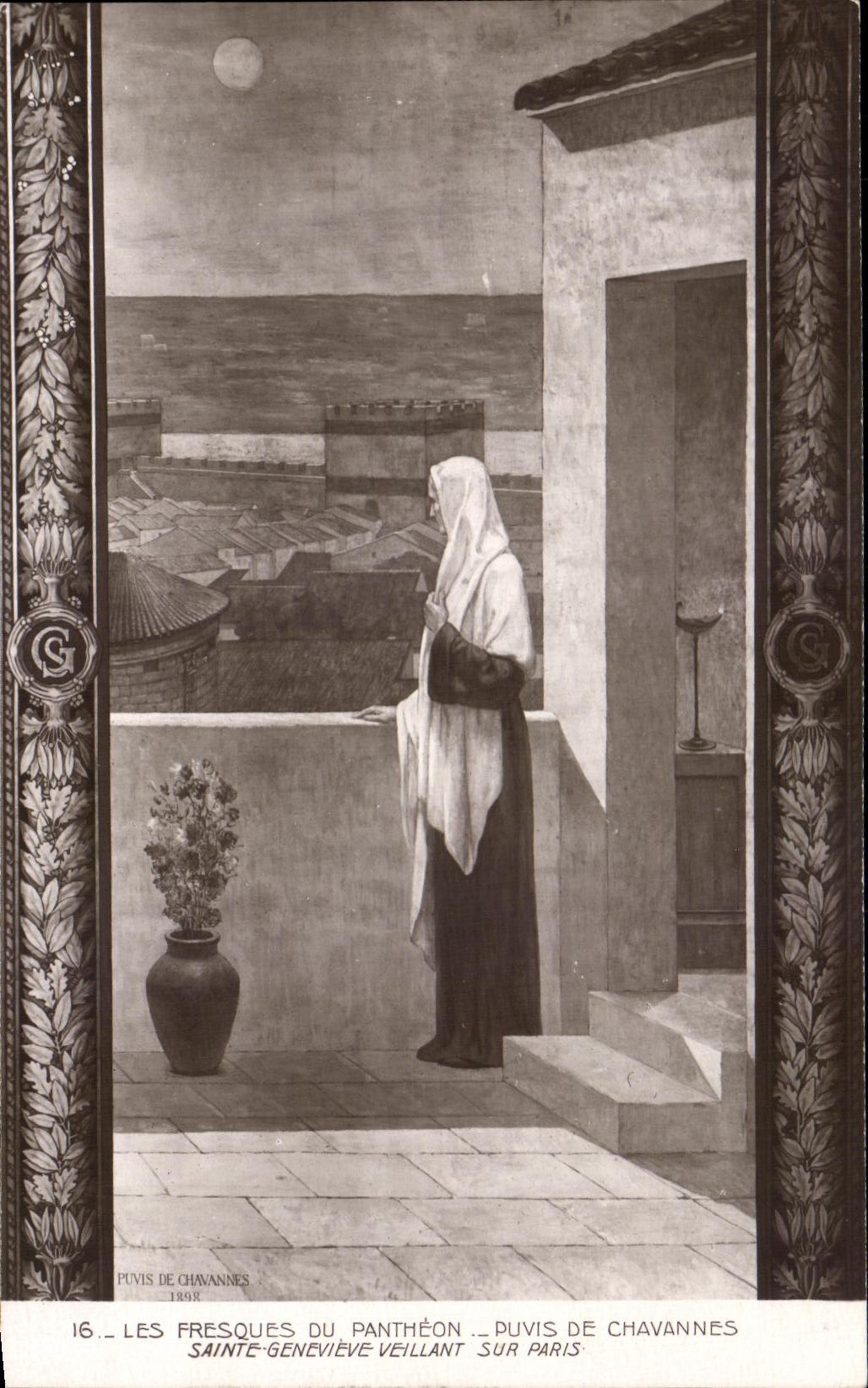 CPA Frescos of the Pantheon Puvis de Chavannes Sainte Genevieve Taking care on Paris