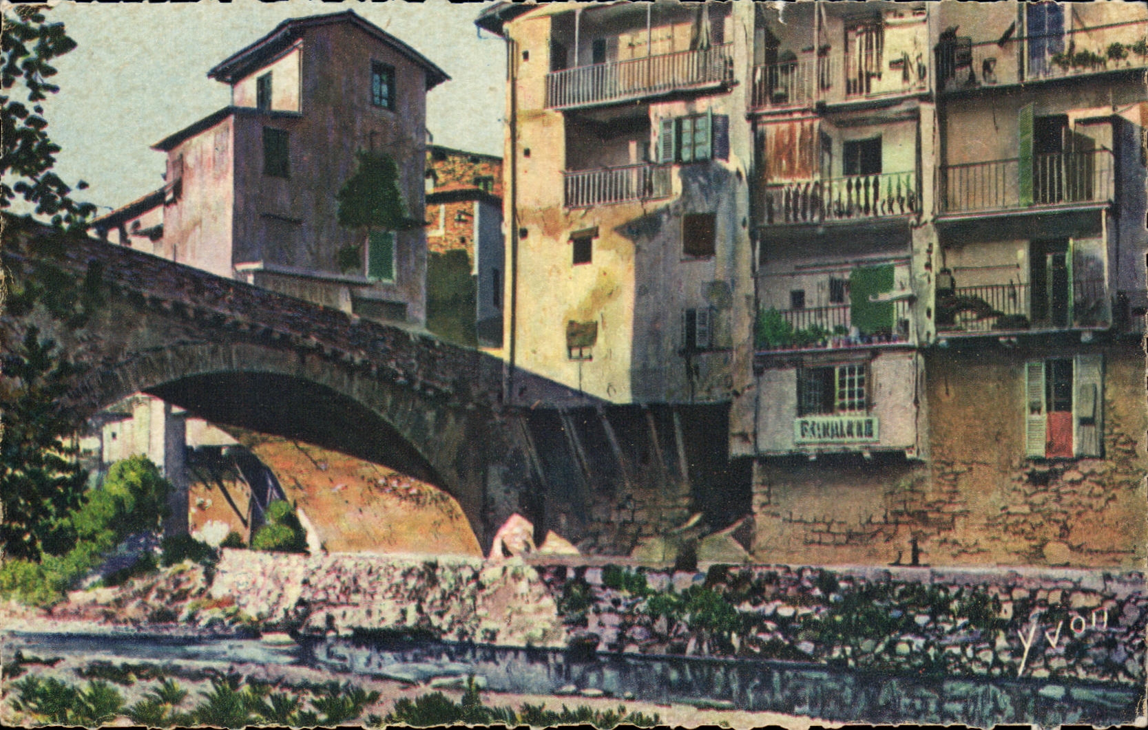 CPA Francia suave dimensiona las casas azules de Sospel Vieilles en Bevera