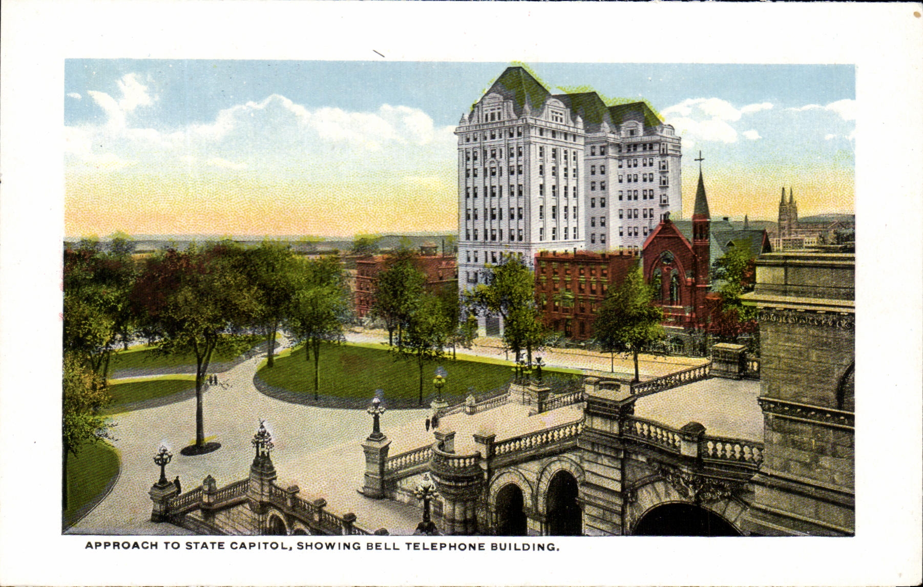 CPA Approach To State Capitol Showing Bell Telephone Building