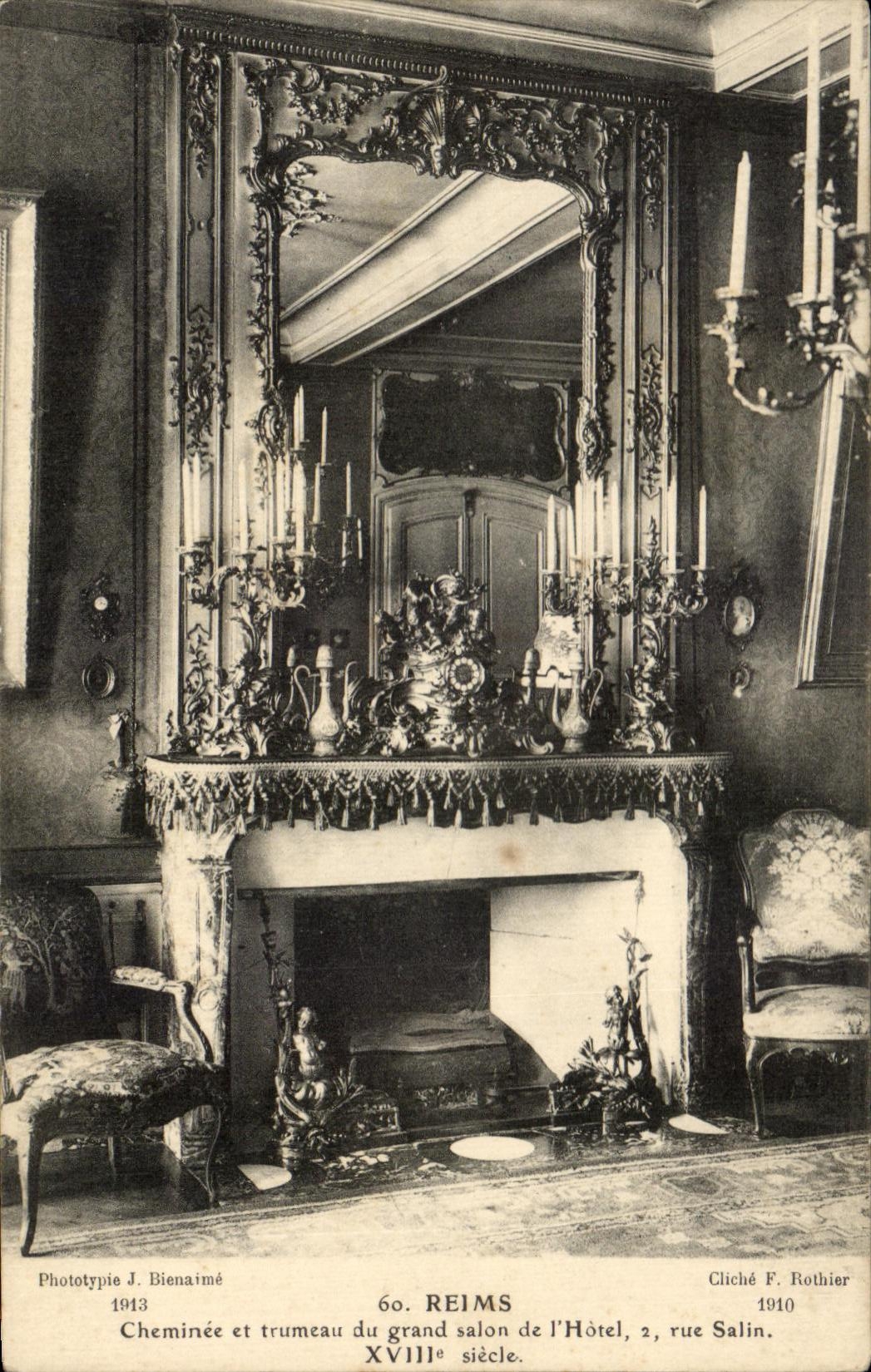 CPA Rheims Chimney and pier of the large living room of I' Hotel street saline