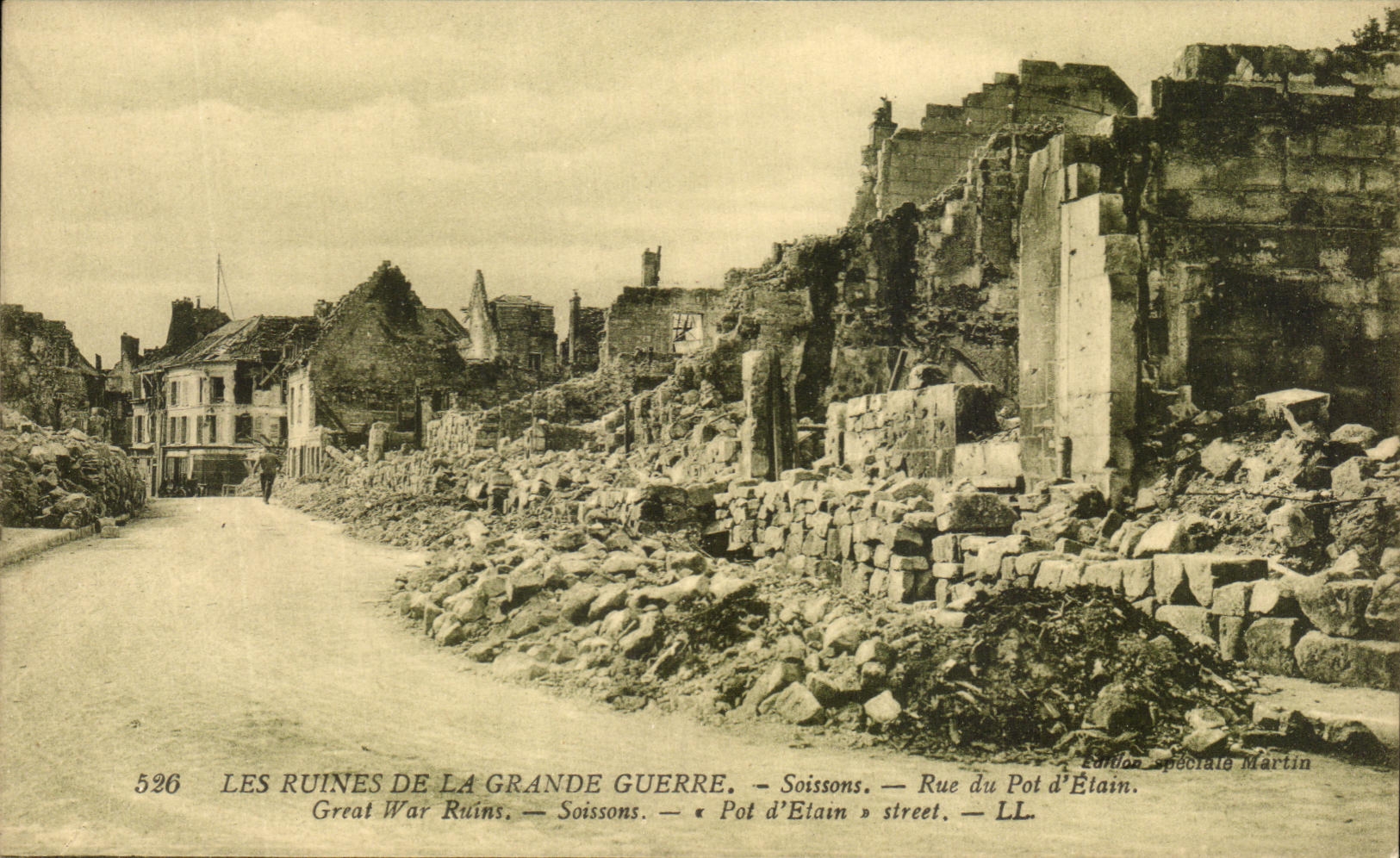 CPA the Ruins of the Great War let us soissons street of pot Militaria the tin