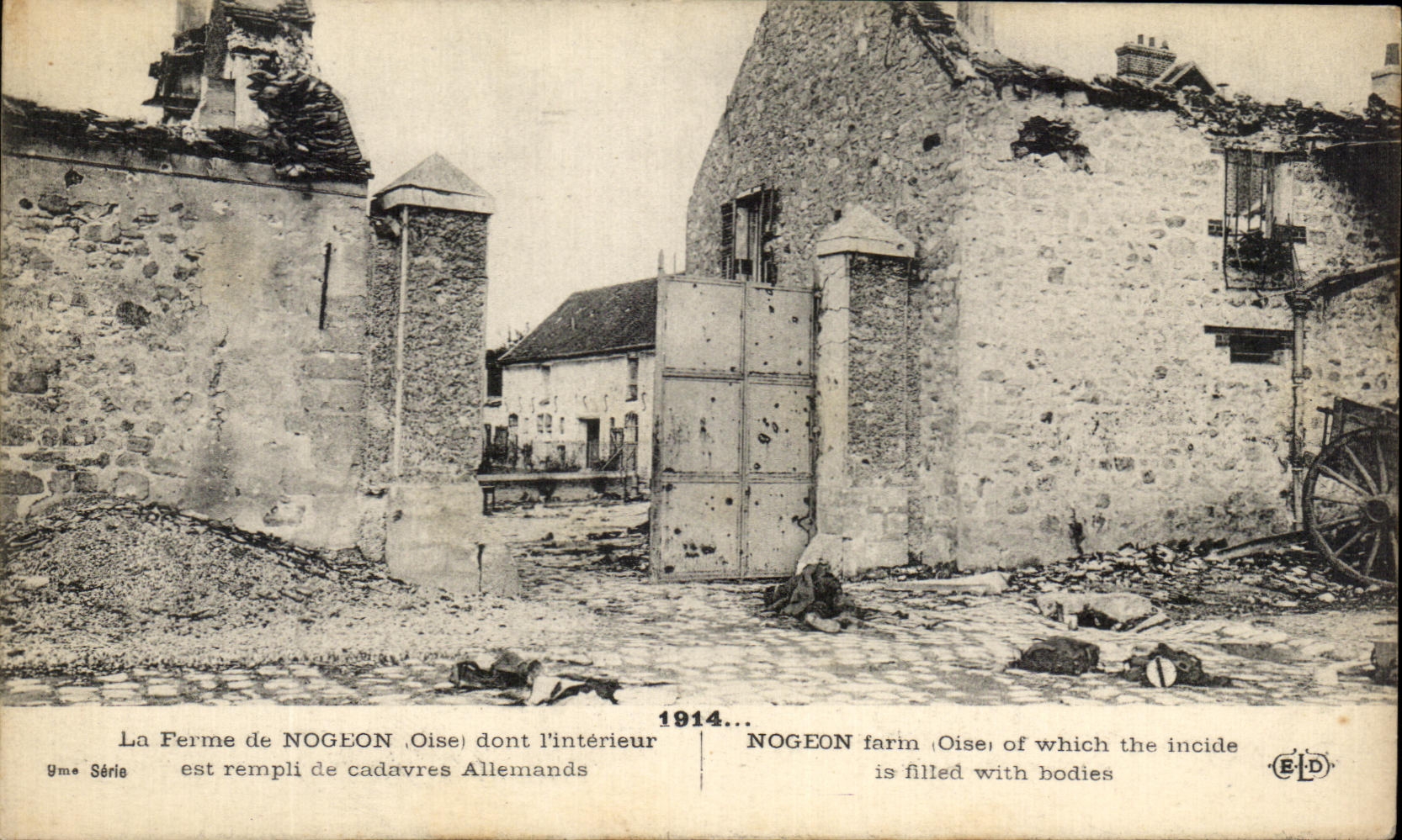 CPA la granja de Nogeon cuyo I interior se llena de los cadaveres alemanes de Militaria