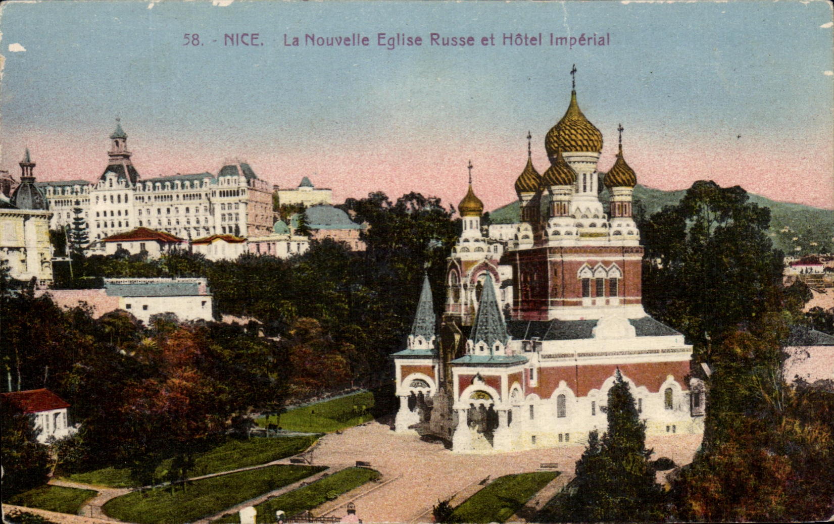 CPA Niza la nueva iglesia rusa y el hotel imperial