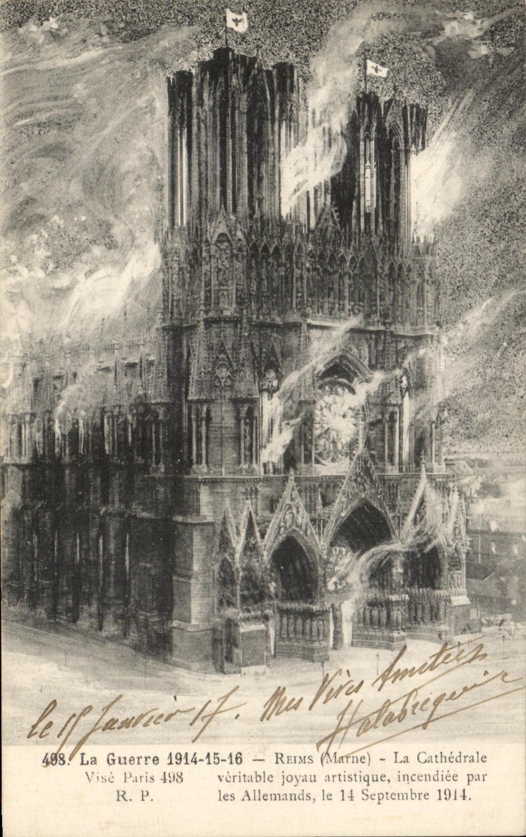 CPA the Rheims War the Militaria Cathedral