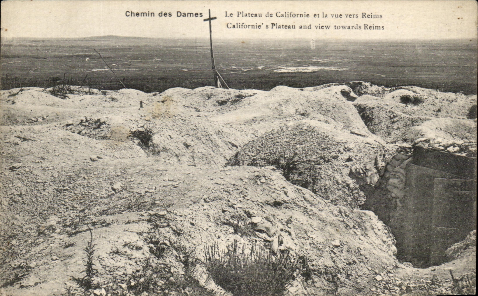 CPA Chemin des Dames Le Plateau de Californie et la Vue Vers Reims Califorine Pleateau and View Towards Reims Militaria