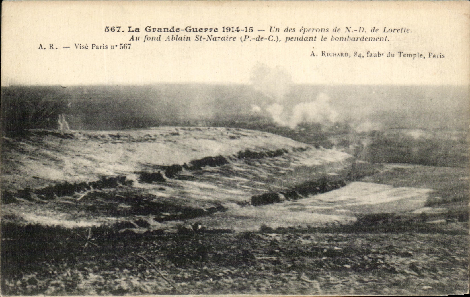 CPA La Grande Guerre Un Des Eperons De Lorette Au Fond Ablain St Nazaire