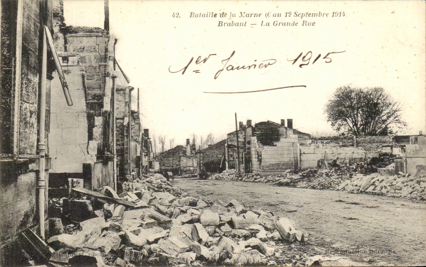 CPA Balaille De La Marne Brabant La Grande Rue Brabant Militaria
