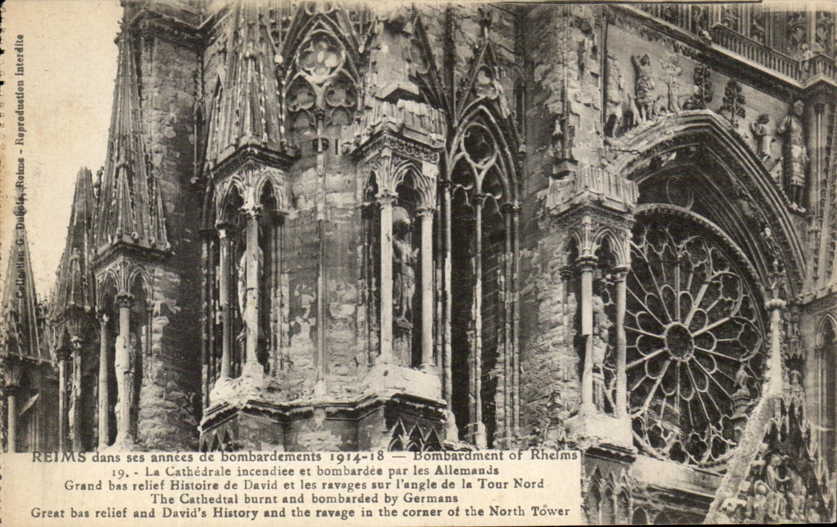 CPA Rheims In Its Years Of Bombardments 1914 the Burnt Cathedral And Bombardee By the Militaria Germans