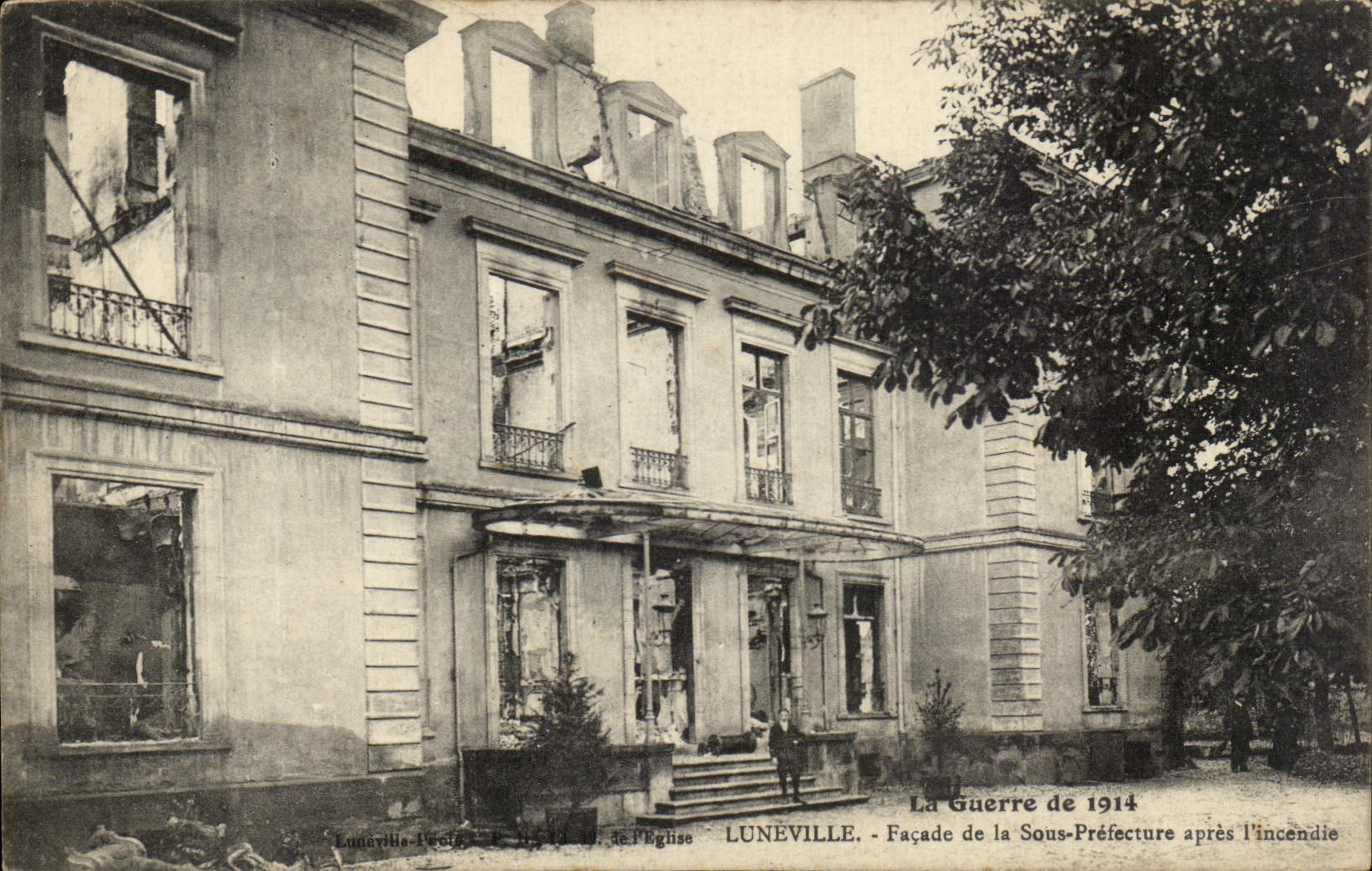CPA Le Guerre Luneville Facade De La Sous Prefecture Apres L'Incendie Militaria 