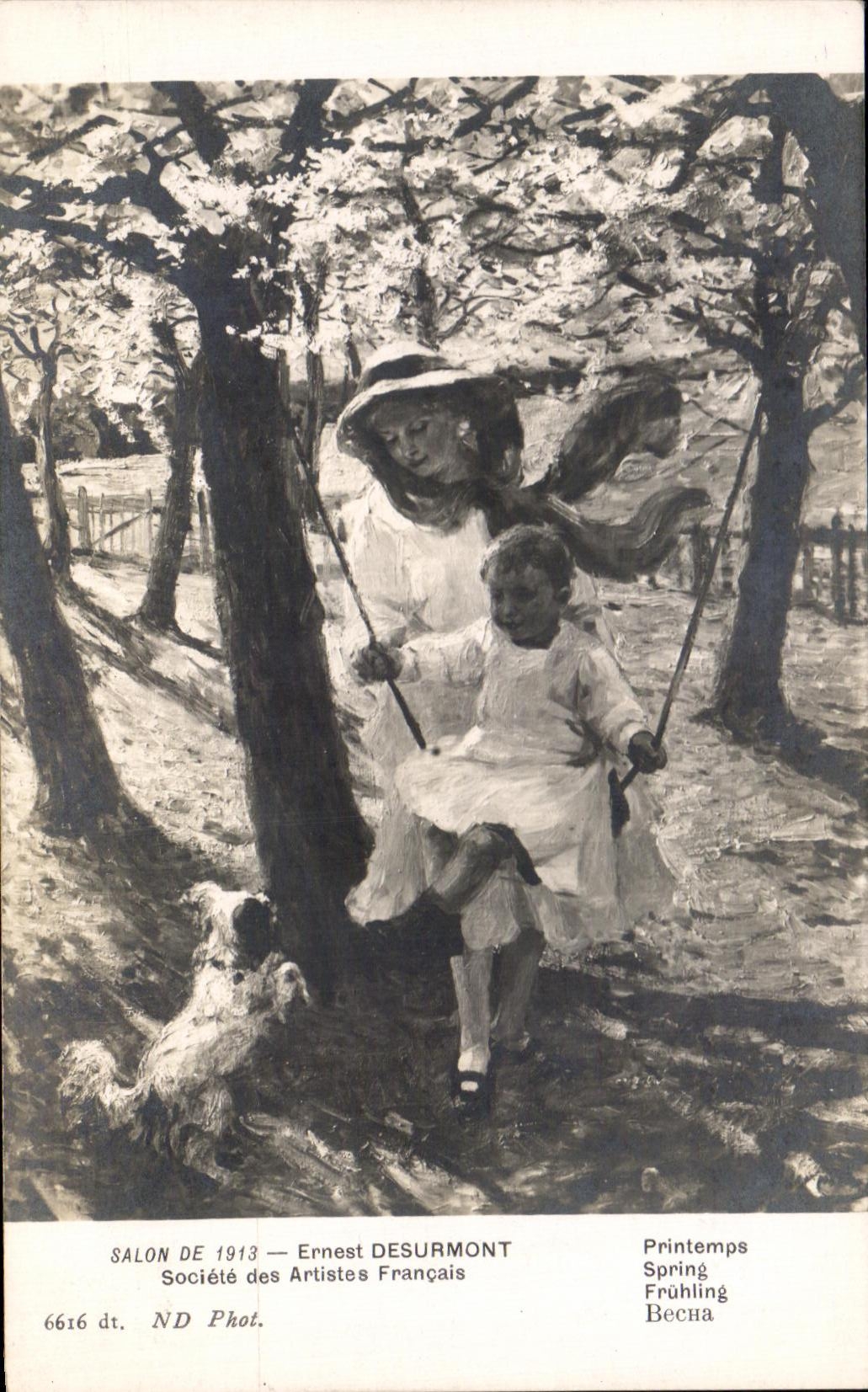 CPA Salon De Ernest Desurmont Societe des Artistes Francais Printemps Enfant Chien 