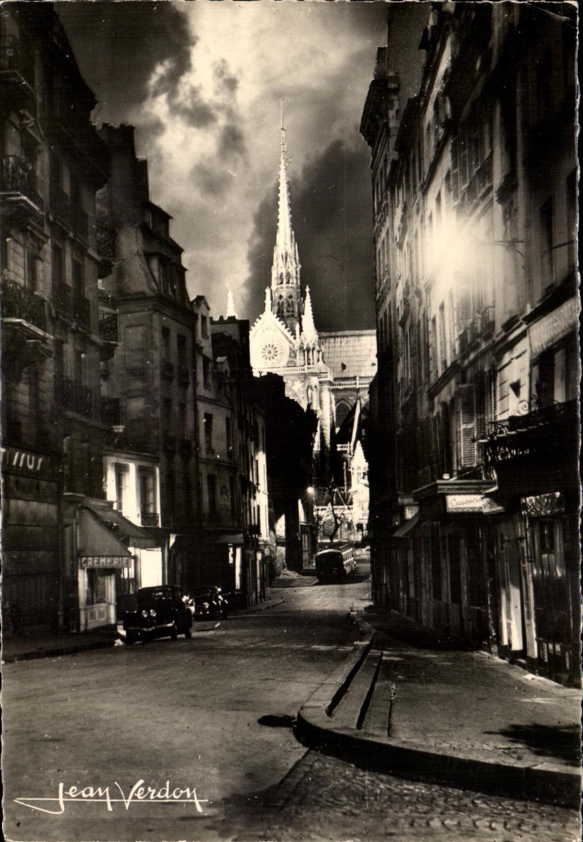 CPA Paris con el claro de luna la flecha de Notre Dame