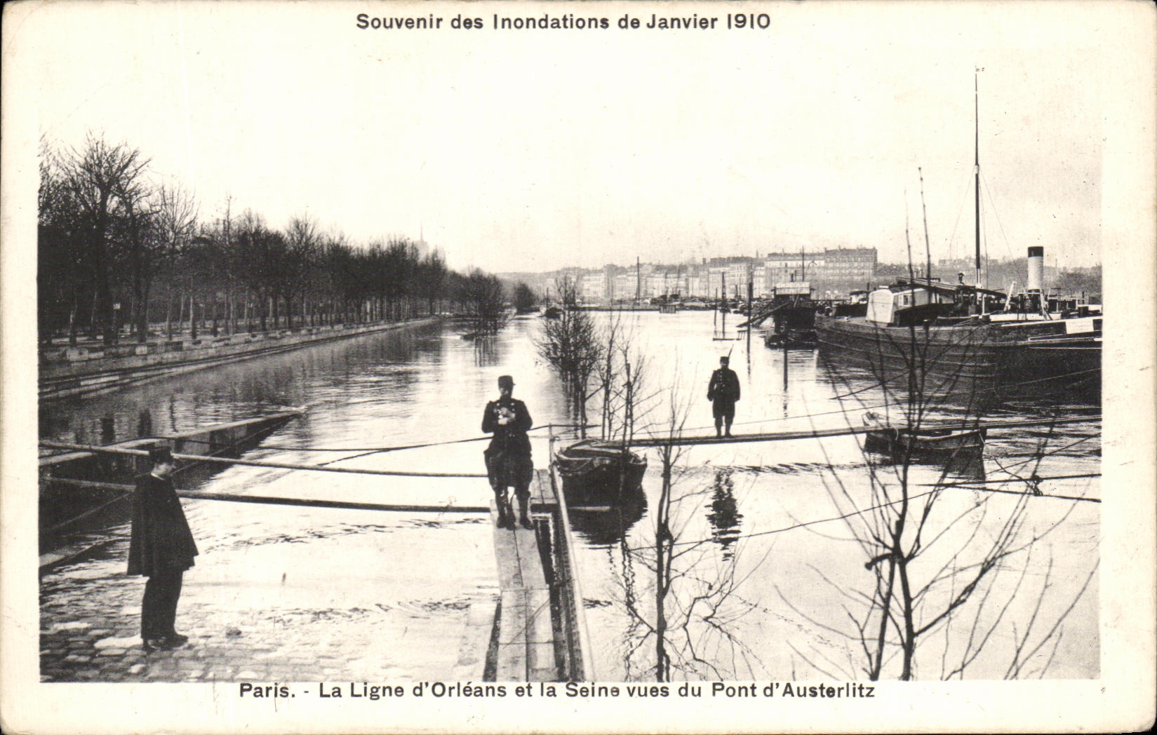 CPA Souvenir des Inondations de Janvier La Ligne d'Orleans et la Seine Vues du Pont d'Austerlitz Paris