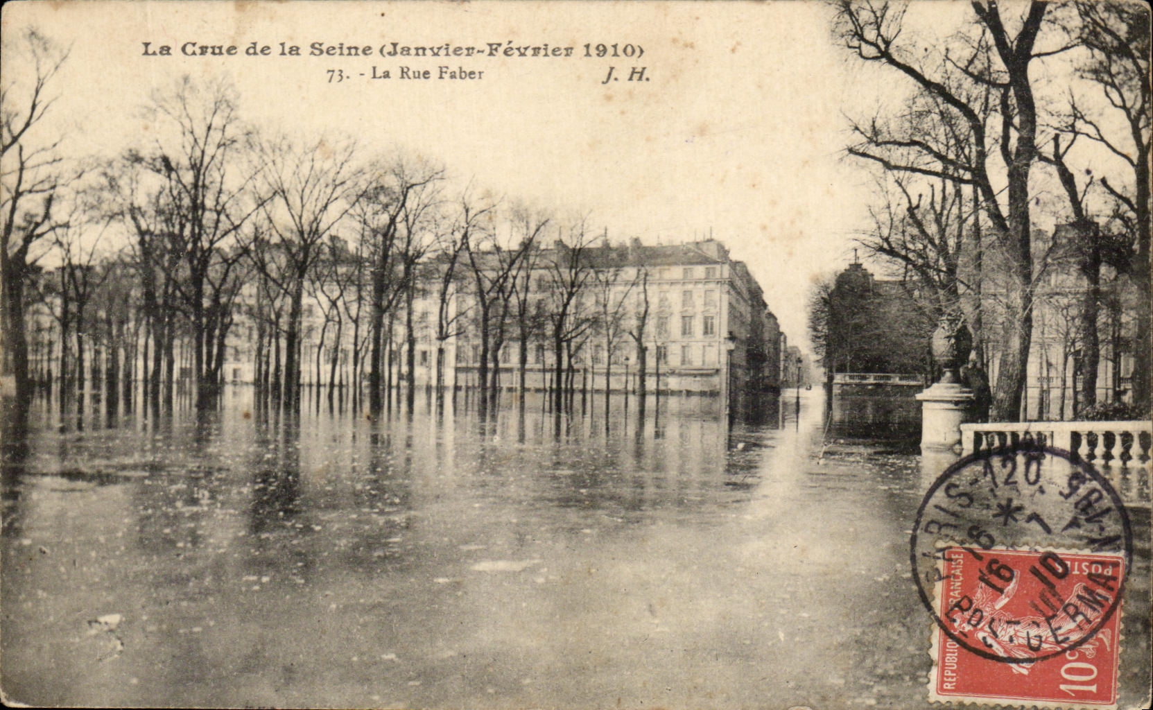 CPA La Crue de la Seine La Rue Faber Paris Inondations