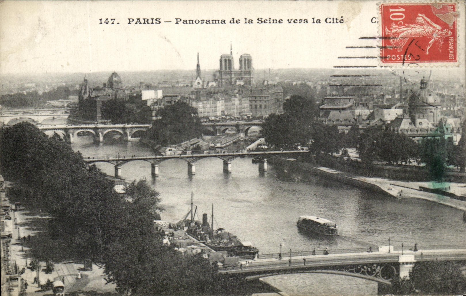 CPA panoramico Paris Of el Seine hacia el ISCED Notre Dame