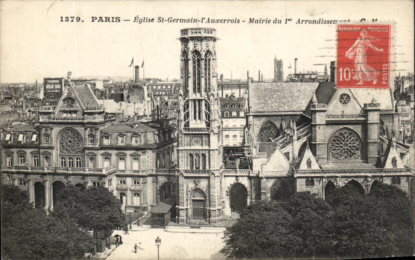 CPA Paris Church German St the Resident of Auxerre Town hall Of 1st Arrondissenent