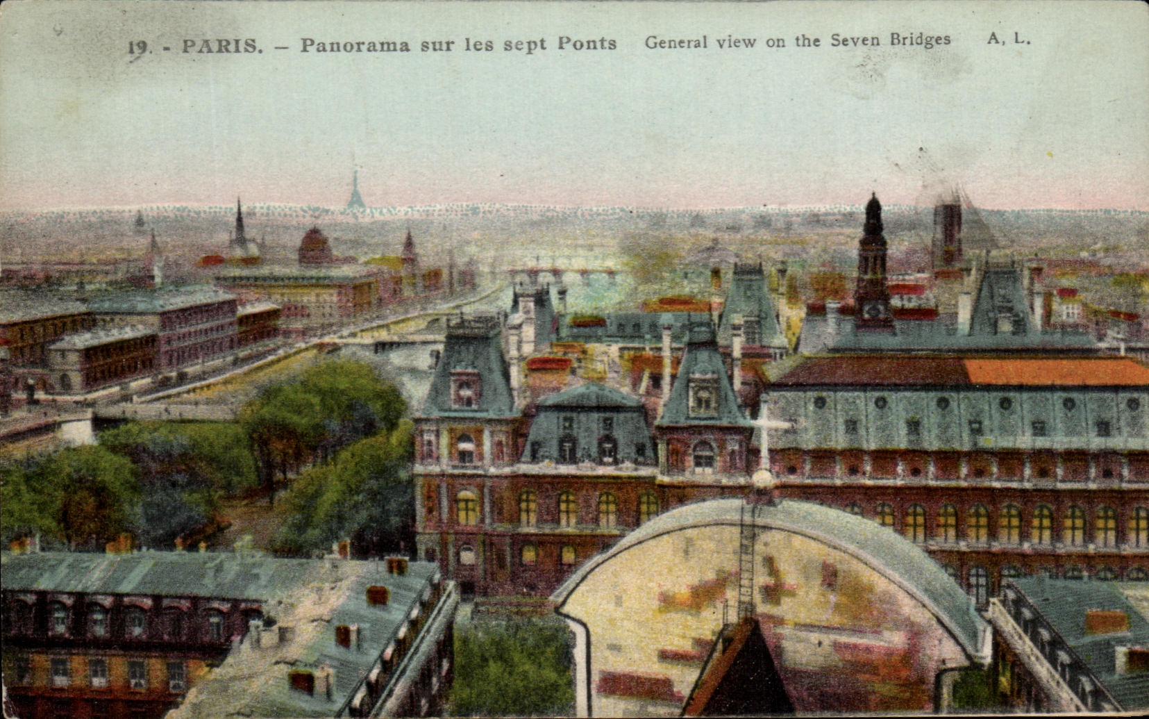 Panorama de CPA Paris en los siete puentes