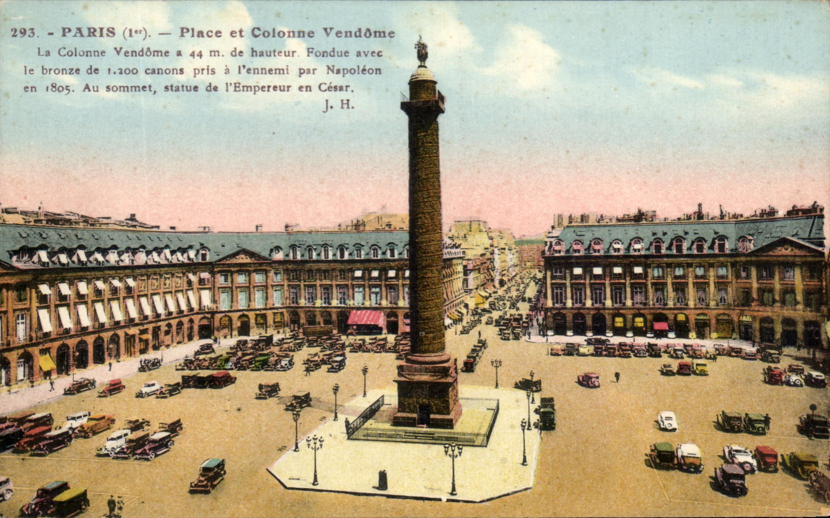 CPA Paris Places and Vendome Column the Vendome Column