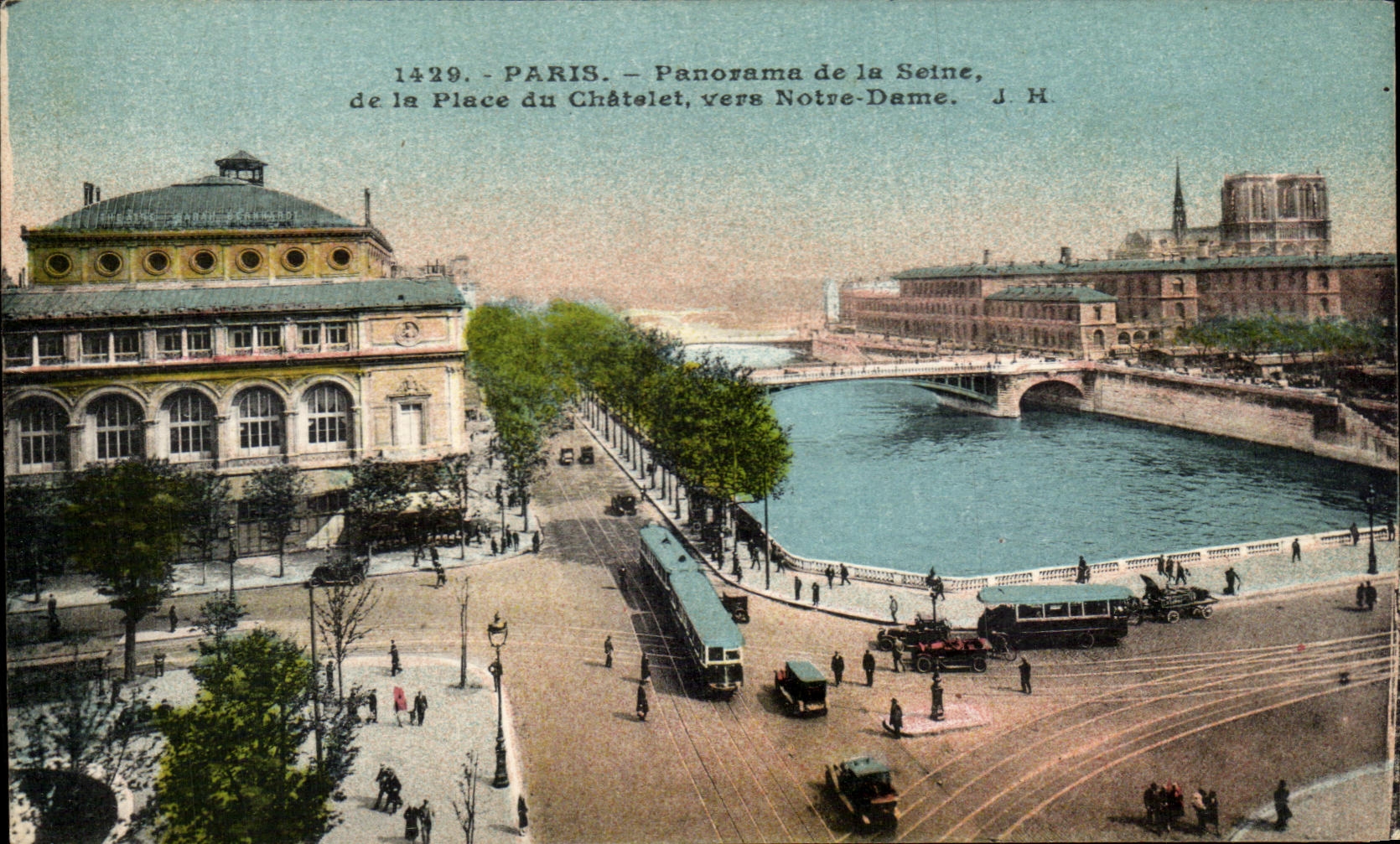 CPA Paris Panorama de la Seine de la Place du Chatelet Vers Notre Dame