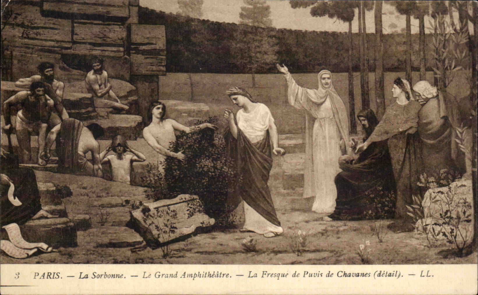 CPA Paris Sorbonne the Large Amphitheater the Fresco De Puvis De Chavanes