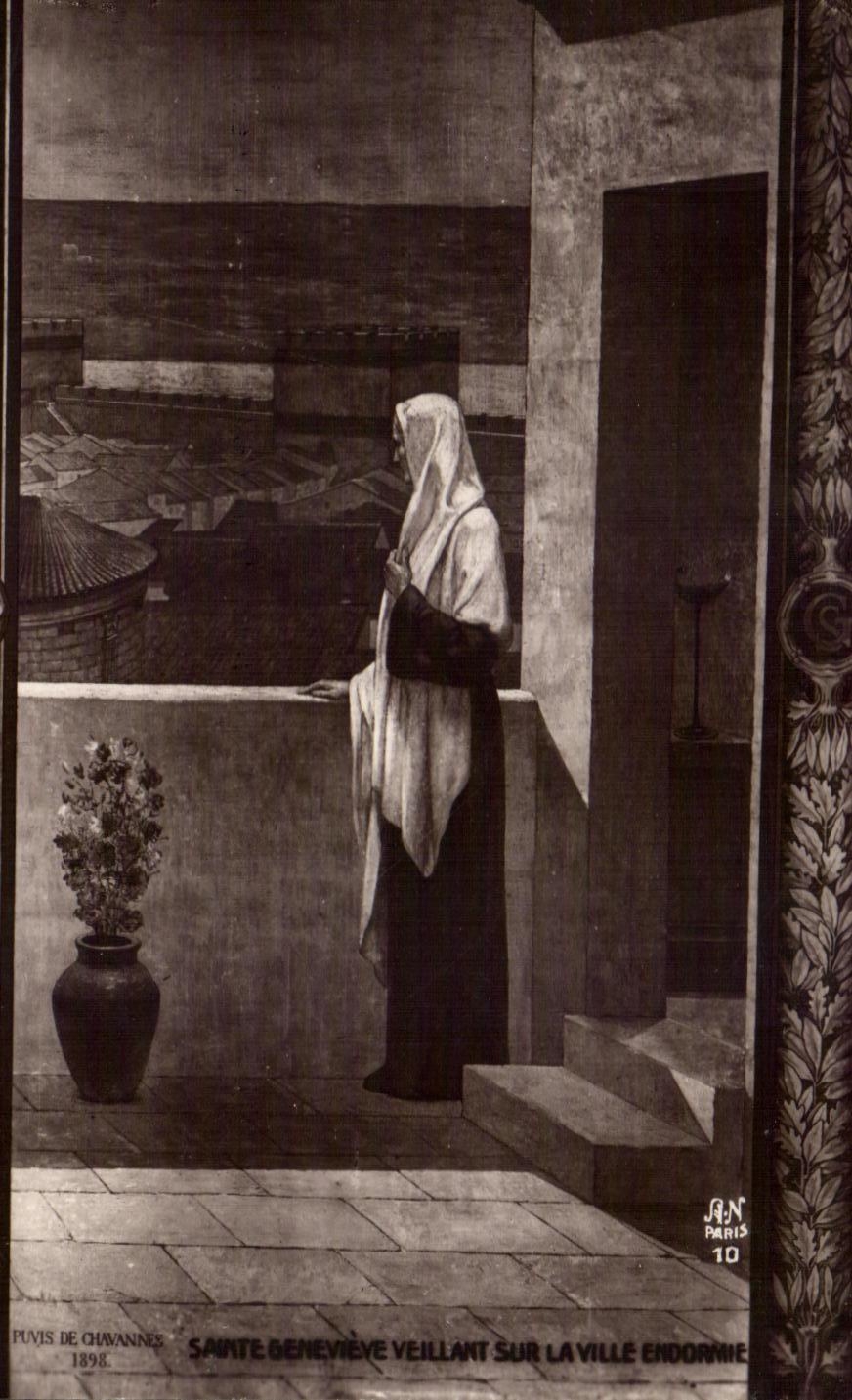 CPA Sainte Genevieve que toma a cuidado en la ciudad Paris el panteon