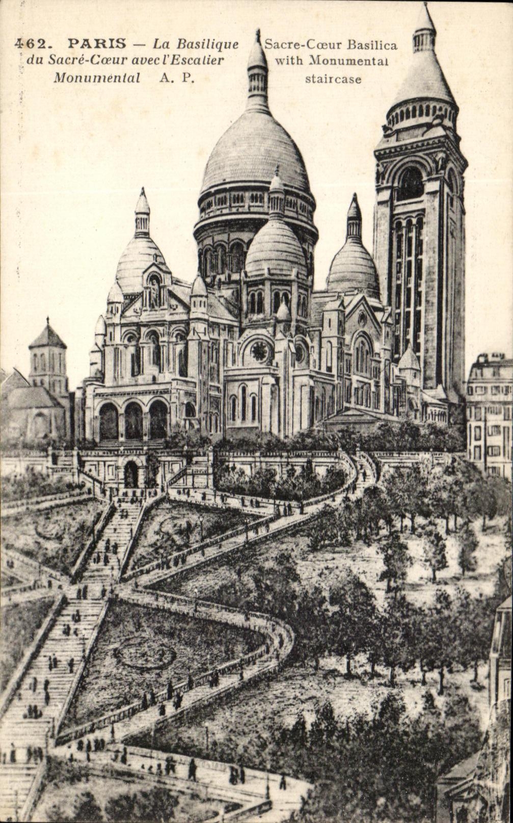 CPA Paris the Basilica of the Sacring Heart with I' Escalier Monumental