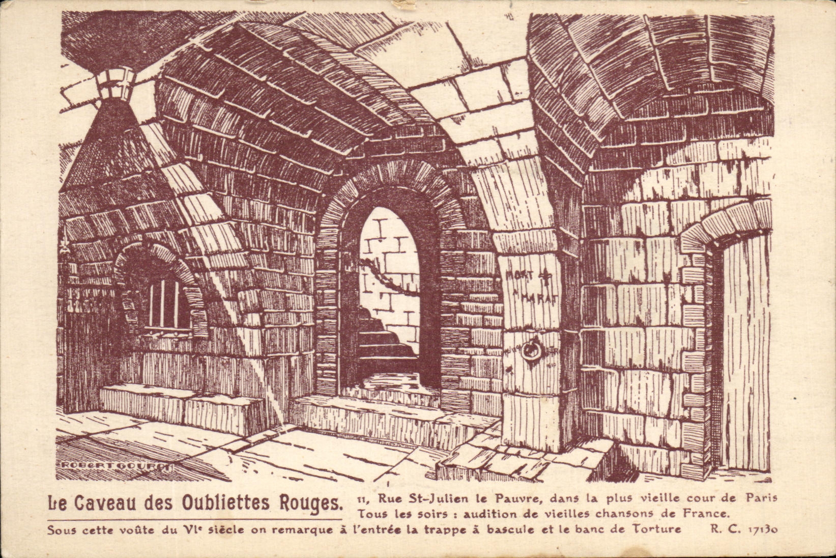 CPA Le Caveau des Oubliettes Rouges Rue St Julien le Pauvre dan sla plus vieille cour de Paris Paris