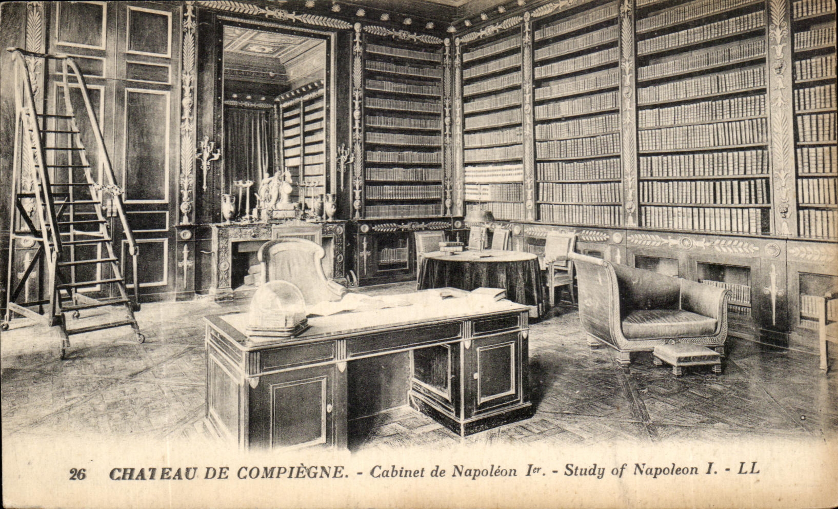 CPA Castle of Compiegne Cabinet of Napoleon 1st Library