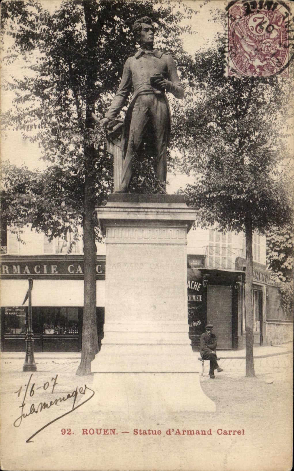 CPA Rouen Statue of Armand Carrel