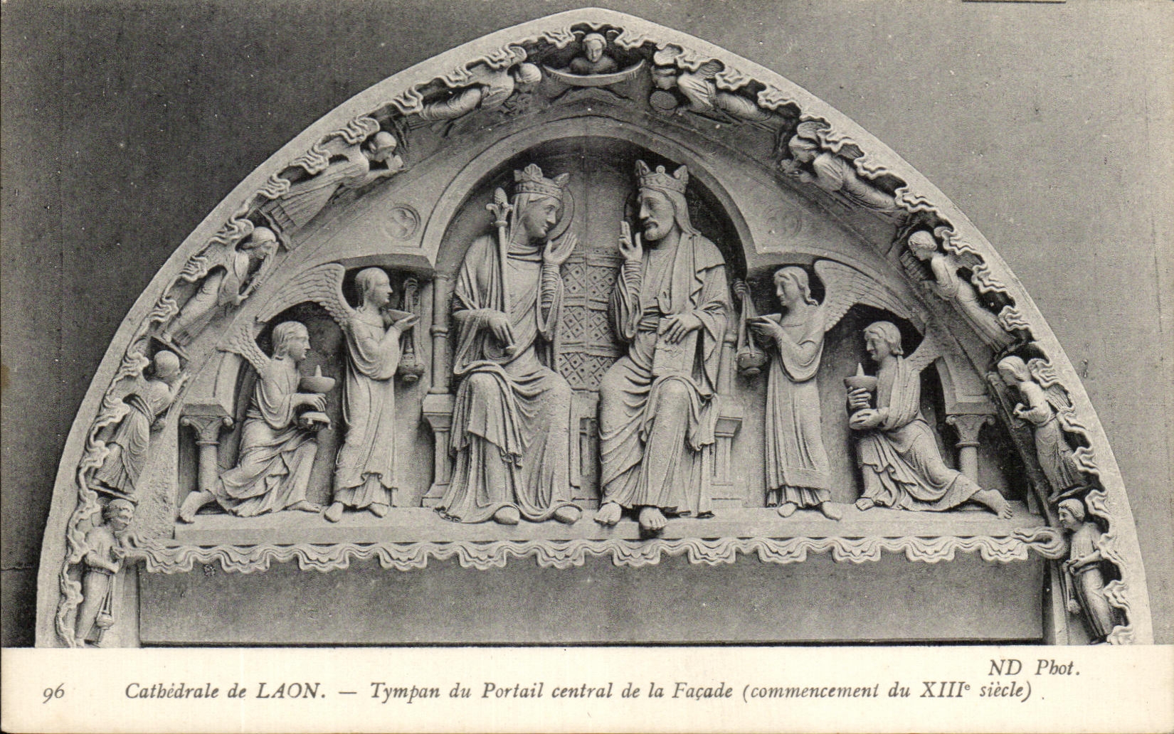 CPA Cathedral De Laon Tympanum Of the Central Gate Of the Frontage