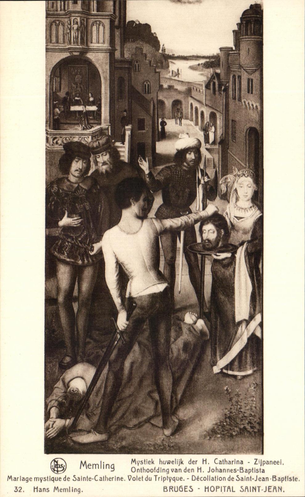 CPA Memling Mariage mystique de Sainte Catherine Volet du triptyque