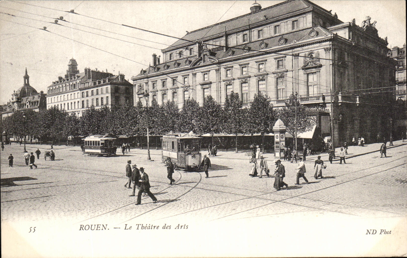 CPA Rouen the Theater of Arts Trams