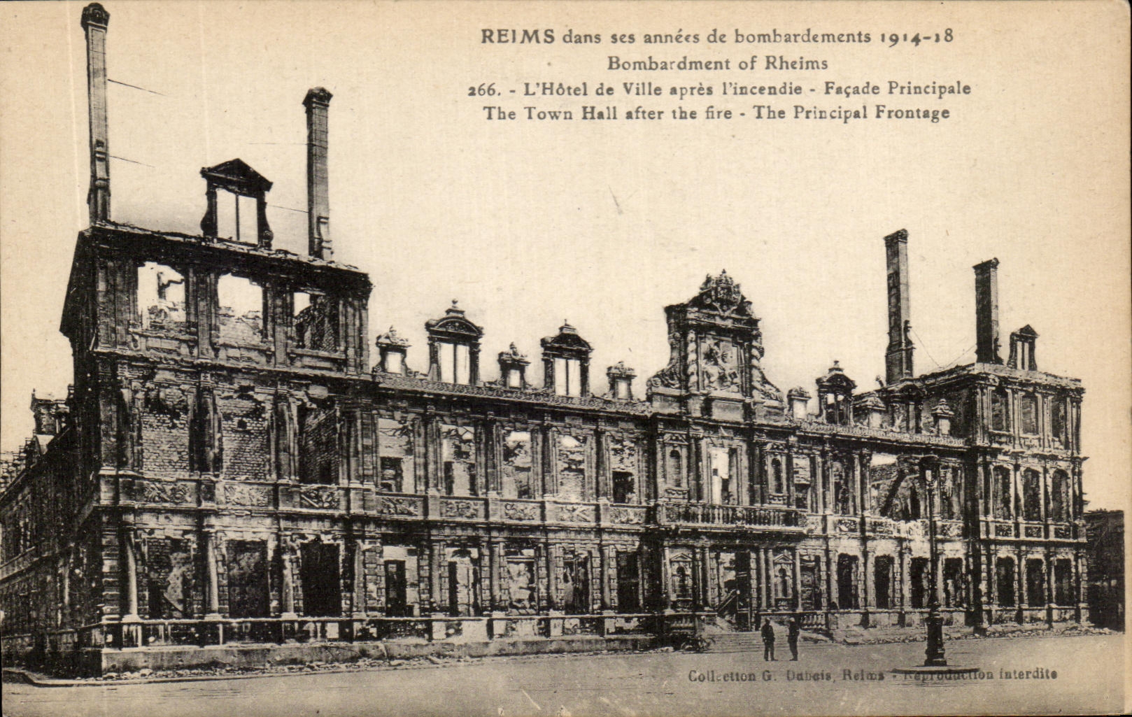 CPA Rheims In Its Annees De Bombardments the town hall Militaria