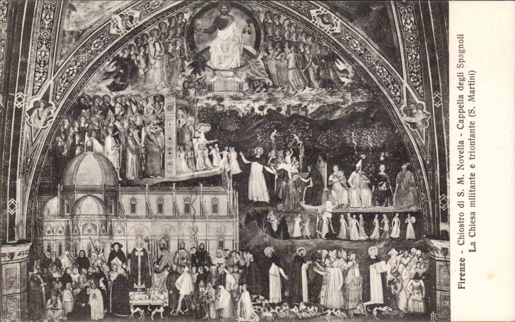 CPA Firenze Chiostro di S M Novella Cappella degli Spagnoli La Chiesa militante e trionfante