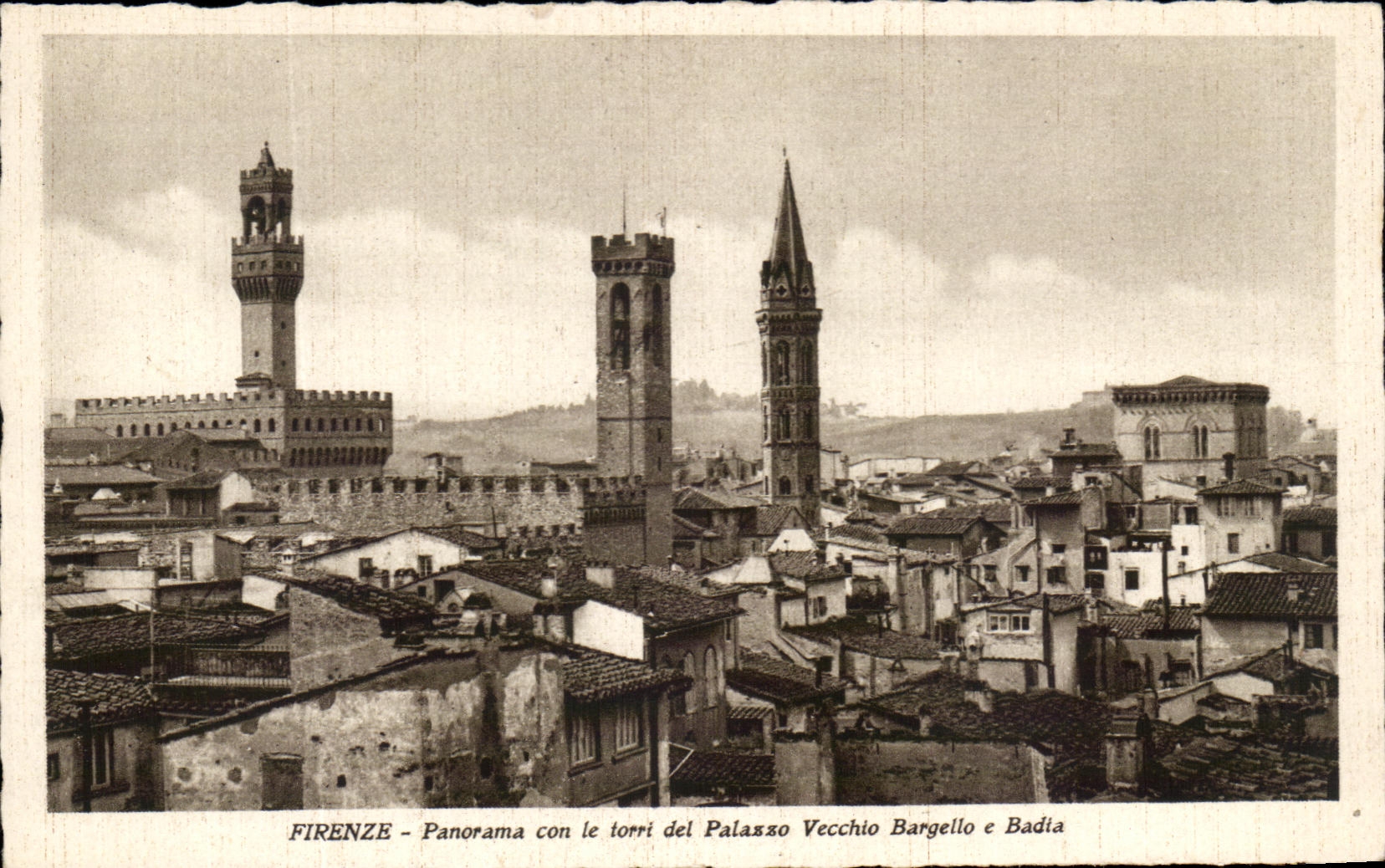 CPA Firenze Panorama Con le Torri del Palasso Vecchio Bargello e Badia