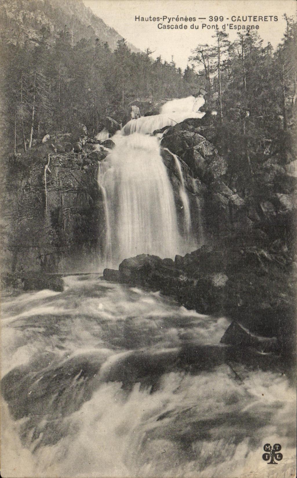 CPA the High Pyrenees Cauterets Cascades of the Bridge of Spain