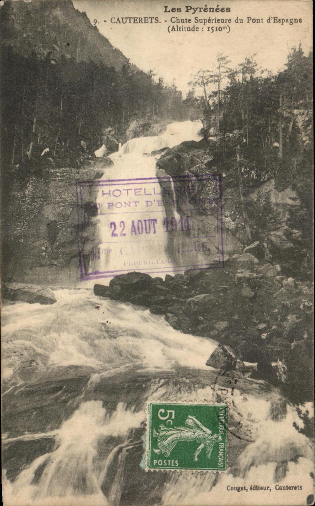 CPA the Pyrenees Cauterets Falls higher of the Bridge of Spain
