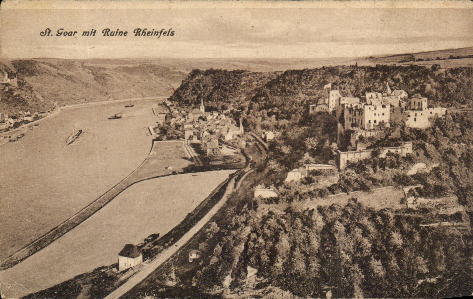 CPA St Goar mit Ruine Rheinfels